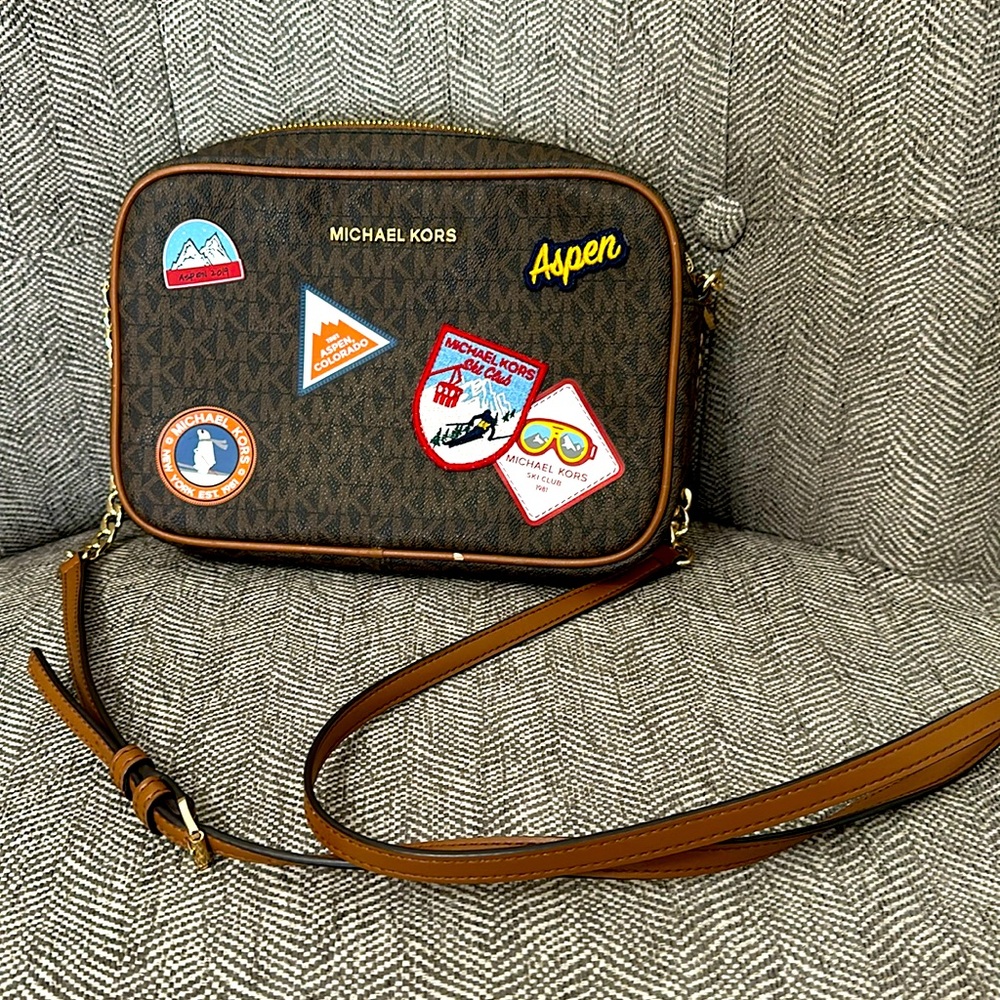 Michael Kors Brown Crossbody Bag with Patches